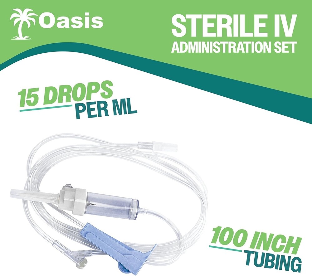 IV Administration Sets, Sterile, Includes Injection Site, 15 Drip/mL, 50/box