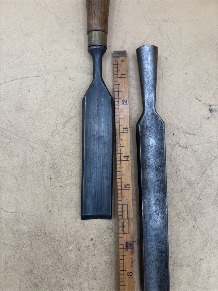 2 Vintage James Swan Gouges Chisels 7/8”, 1” Wide.