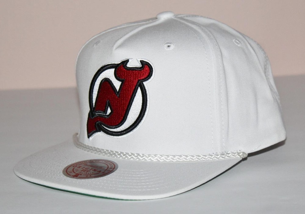Mitchell & Ness NEW JERSEY DEVILS Cap Snapback WHITE Hat ROPE A-FRAME *6J