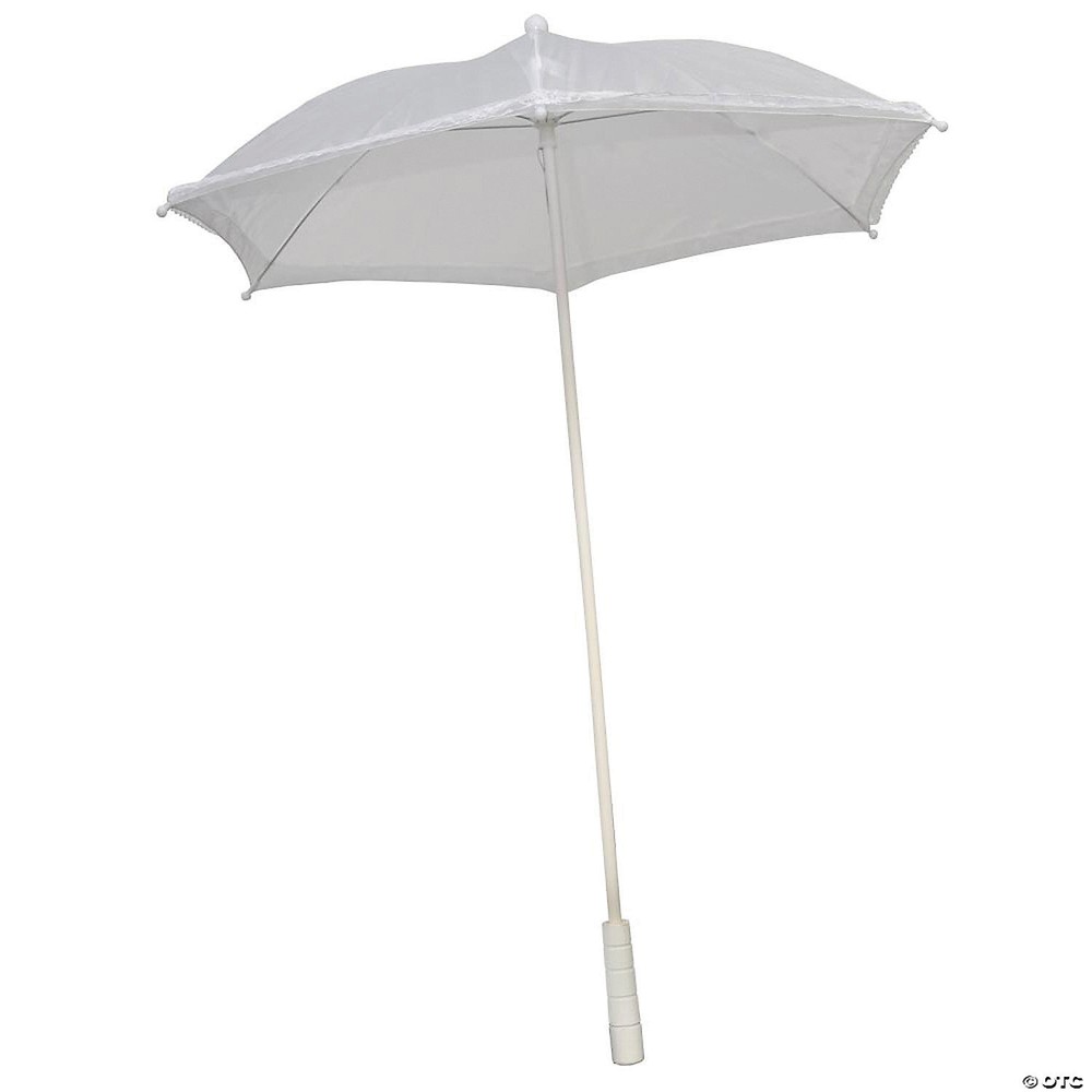 Nylon Ruffle White Parasol - Morris