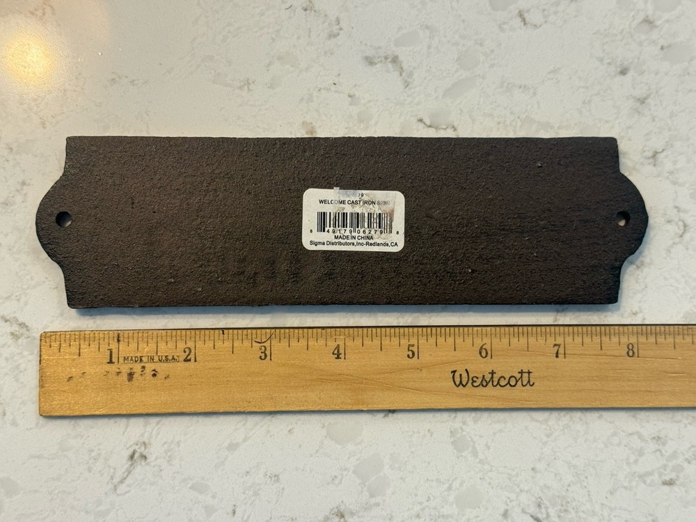 WELCOME CAST IRON SIGN 8" x 2 1/4"