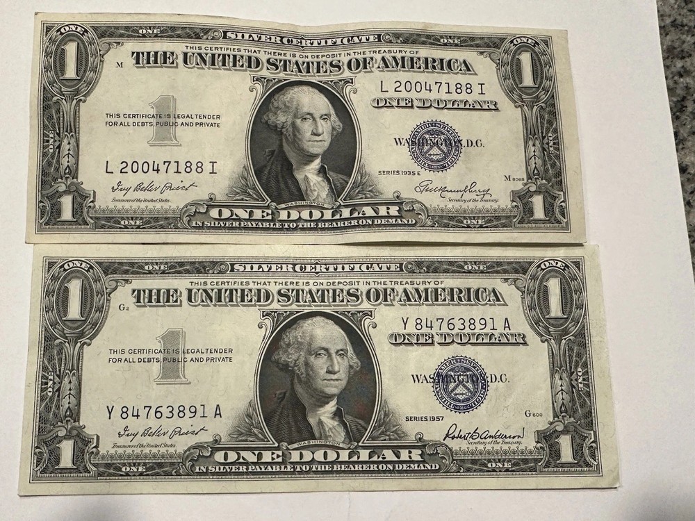 1935/1957 $1 SILVER CERTIFICATE BLUE SEALS GREAT SHAPE  (2) D170