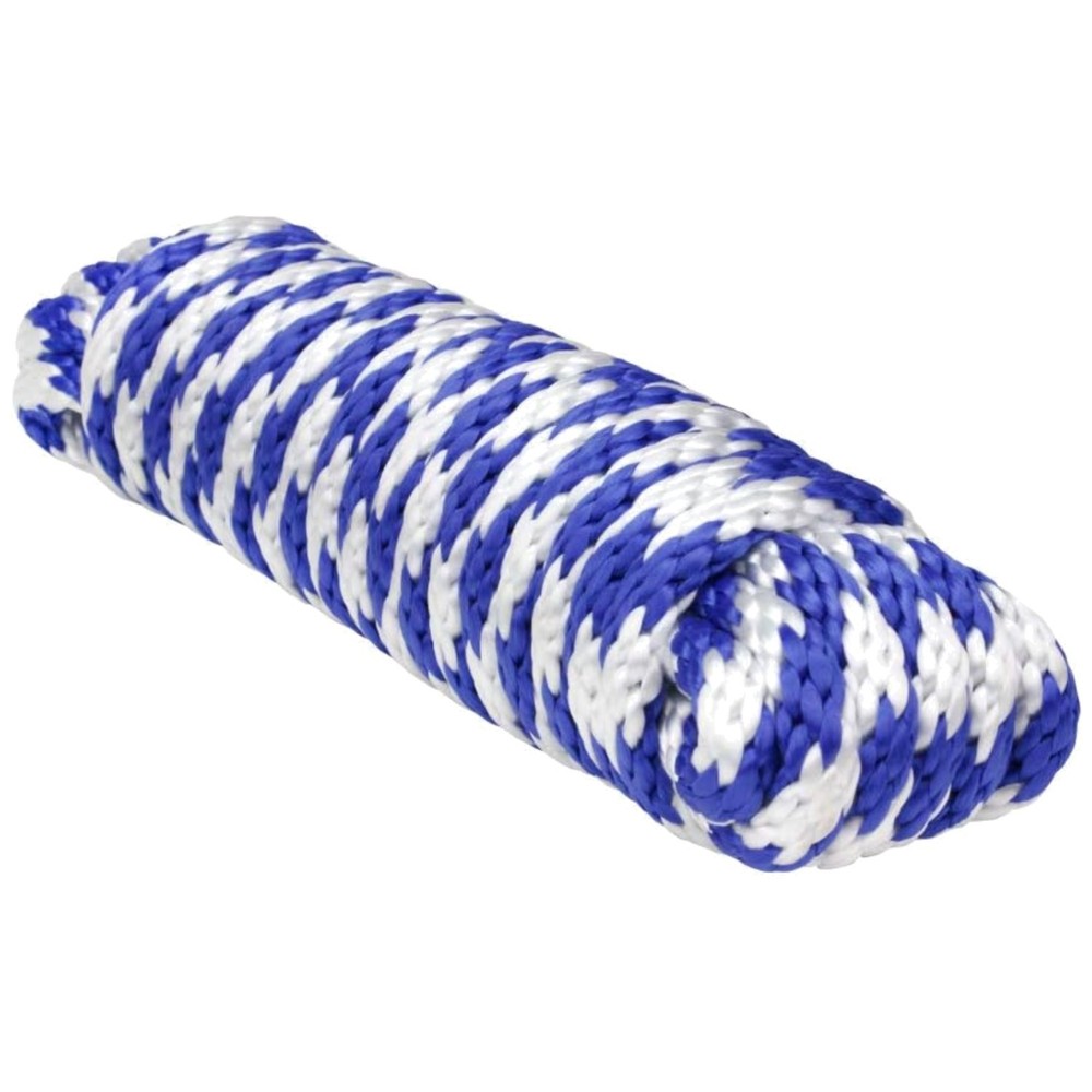 Multi-Use Solid Braid Utility Rope - 1/2" x 100', Blue/White