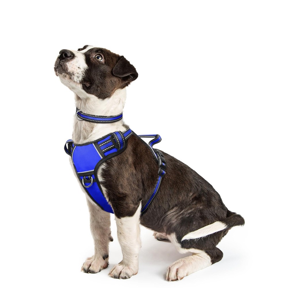 Dog Harness No Pull, Pet Harnesses with Dog Collar, Adjustable Reflective Oxf...