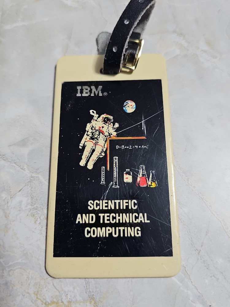 Vintage IBM Scientific & Technical Computing Luggage Tag Astronaut Space Tech