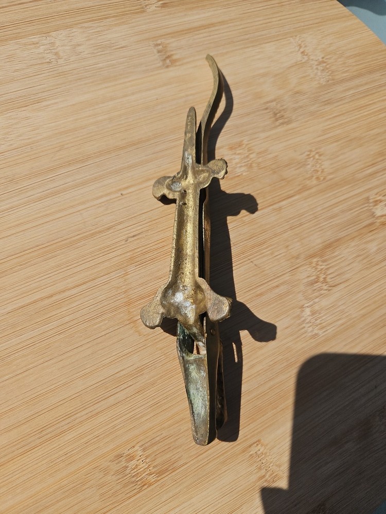 Vintage Brass Alligator Nutcracker