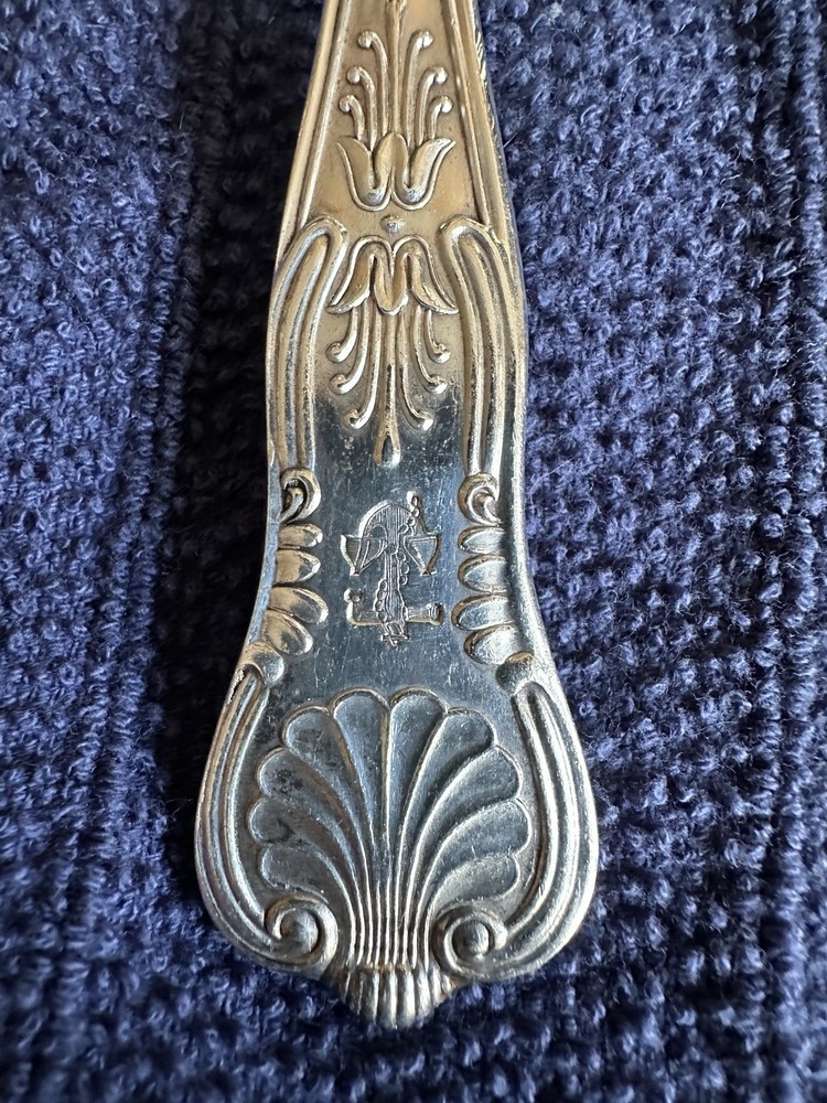 VTG Silver Plate Kings Pattern US Navy Dining 2 Serving Spoons Knife Teaspoon