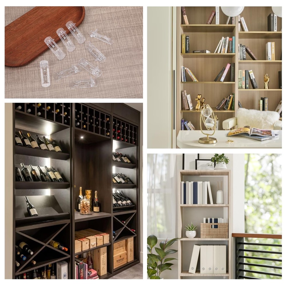 Plastic Locking Shelf Support Pegs 20 PCS 6mm Self-Locking Clear Bracket Pins