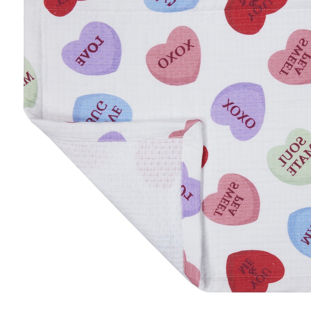 Conversation Hearts Table Runner - 14" x 72" - 100% Cotton, Multi-color