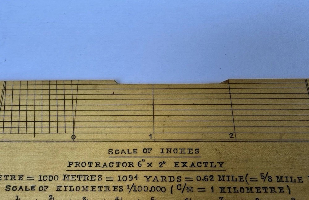Vintage Army & Navy CSL 6" Rectangular Protractor Map Scale Measuring Ruler Tool