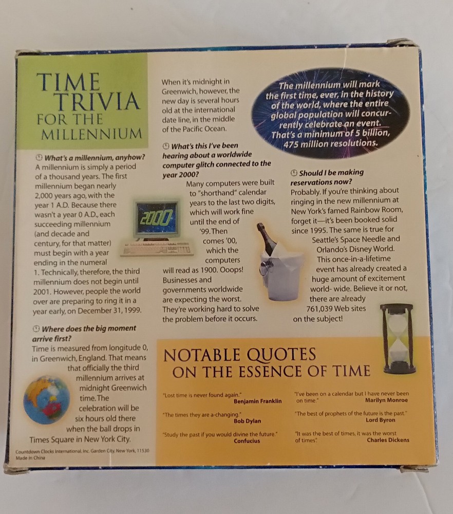 Vintage Year 2000 Countdown Clock with Instructions and Original Box.