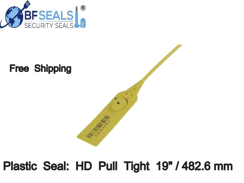 Plastic Security Seal PULL TIGHT HD , 19" Long, 100 Pcs, YELLOW, Heavy Duty