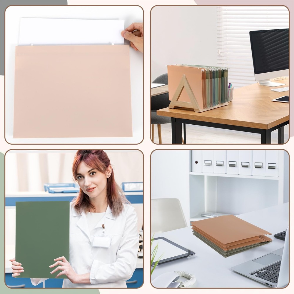 8Pack Plastic 4" Expanding Extra Capacity Hanging File Folder Heavy Duty Lett...