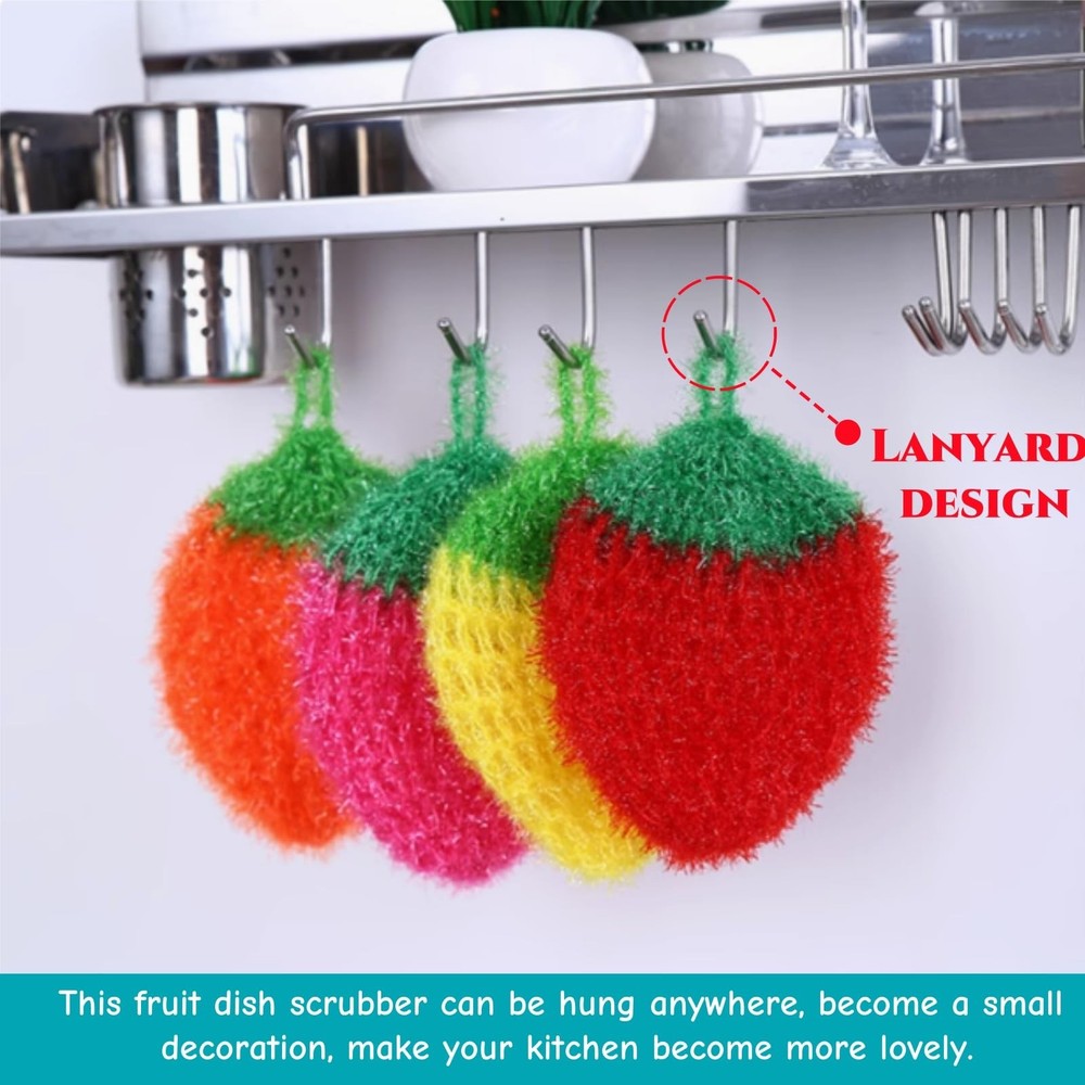 16 Pieces Fruit Dish Scrubber, Non Scratch Dish Washing Sponge, Double Layer ...