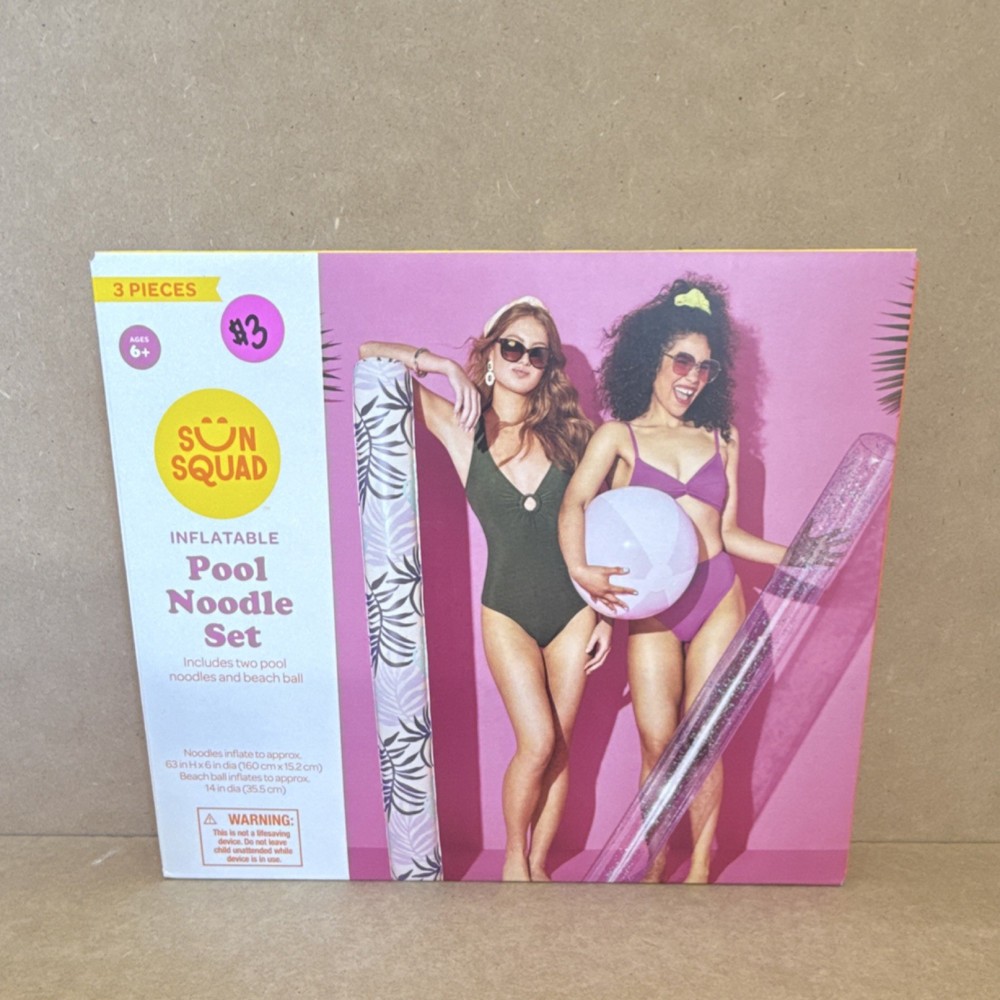Sun Squad Inflatable Pool Noodle Set 3 Pieces