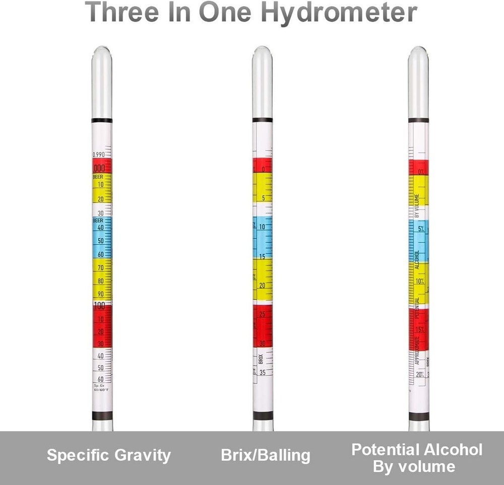 Hydrometer Glass Jar Set for Alcohol Brix Gravity Readings Home Brewing