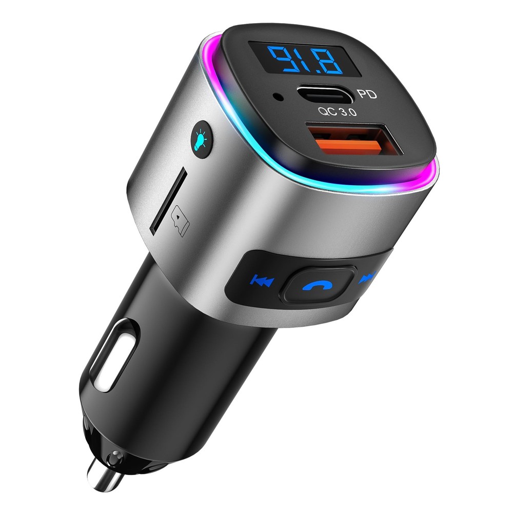 (Upgraded Version) FM Transmitter Bluetooth, Bluetooth Car Adapter [PD 30W & ...