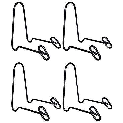 (4 Pack Black Display Stand Easel Iron Bowl Stands for Display Medium Deep Bo...