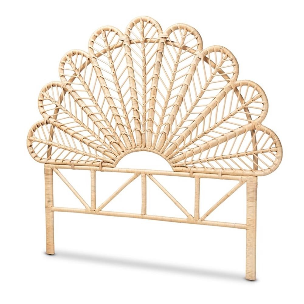 Baxton Studio Variel Modern Bohemian Rattan Queen Size Standalone Headboard