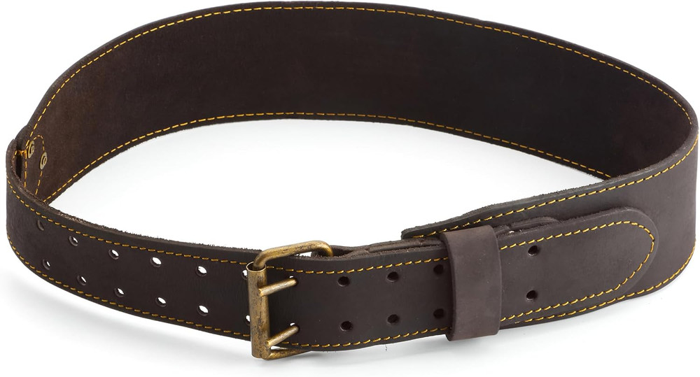Pro Small/Medium 3" Wide Full Grain Leather Tool Belt with Double Stitched Const