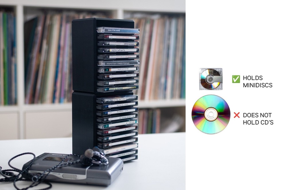 Minidisc Storage Case | Holds 10 Discs | Stackable | Storage/Holder/Box/Tray