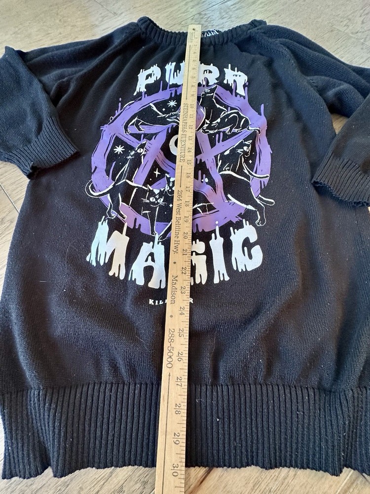 Black Purple KILLSTAR Purr Magic Knit Sweater 100% Polyester Large Goth