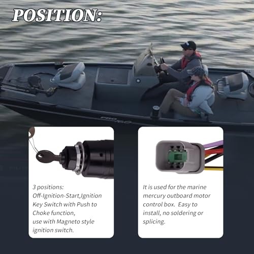 129572 Ignition Switch with Key Compatible with Tracker Boats,Ignition Switch