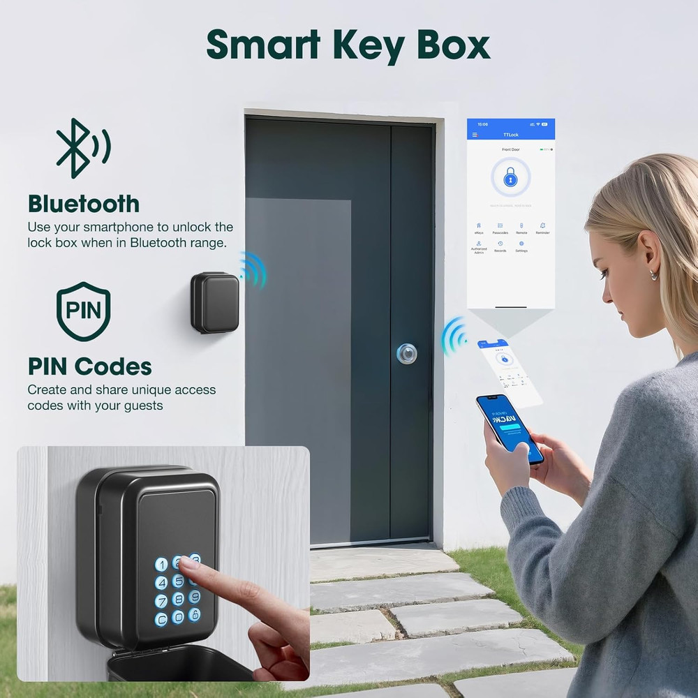 Smart Key Lock Box Electronic Bluetooth Lock Box with APP Control & PIN Code Typ