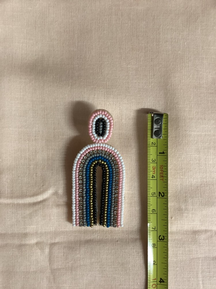 Vintage U Shape Beaded Rainbow Earrings