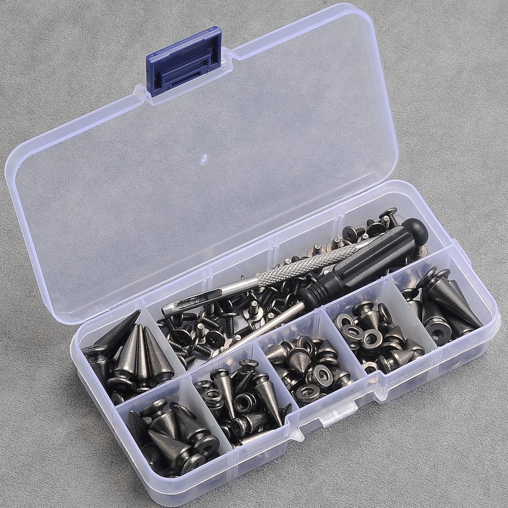 70 Sets Mixed Shape Spikes Assorted Sizes Screw Back Bullet Studs Clothing