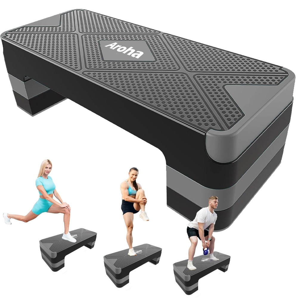 Adjustable Aerobic Exercise Step- Workout Step Platform, 26.5" Step Deck with...