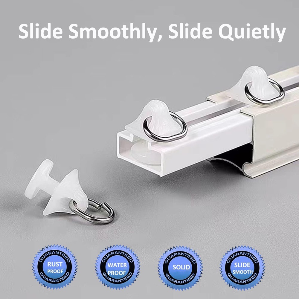 6ft Ceiling Track for Curtains, Never Rust & Enough Rollers and Hooks & Slide