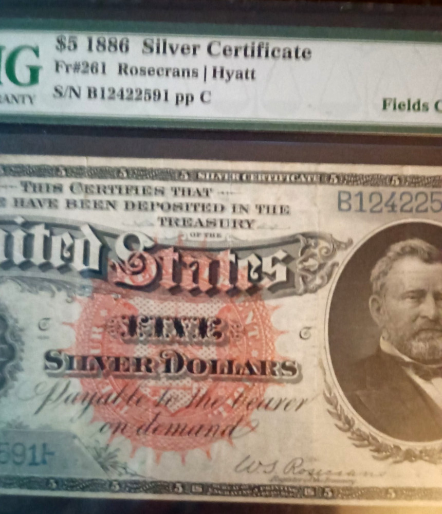 FR 261 1886 $5 Silver Certificate Morgan Back