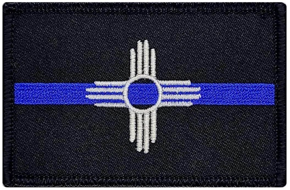 New Mexico State Flag Thin Blue Line Patch | 2PC HOOK BACKING 3"x2"