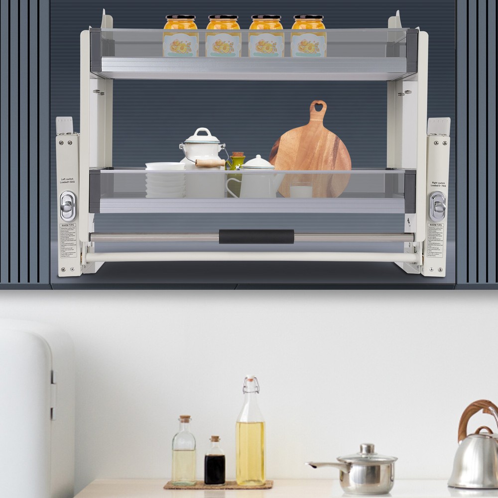 2-Tier Pull Down Shelf Upper Wall Cabinet Storage Organizer For 24inch Cabinet