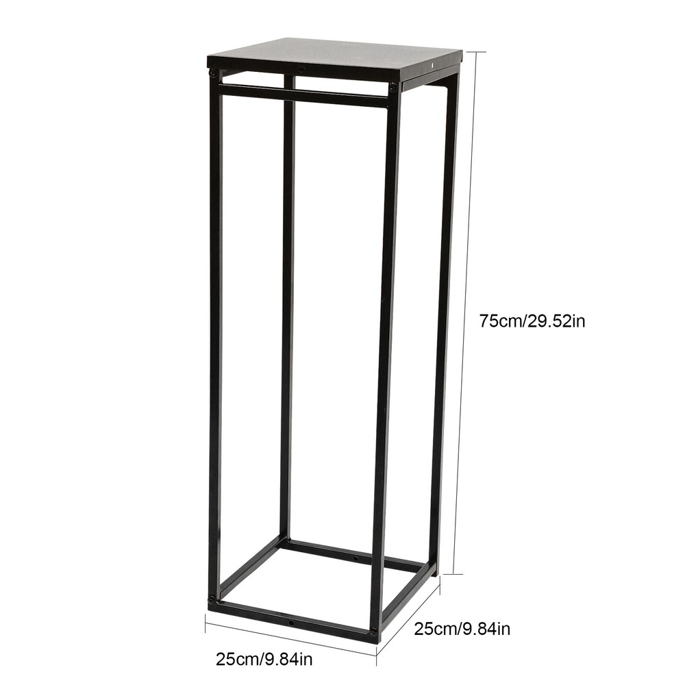 Black 9.8*9.8*29.5in Modern Rectangular Iron Flower Display Rack With Iron Plate
