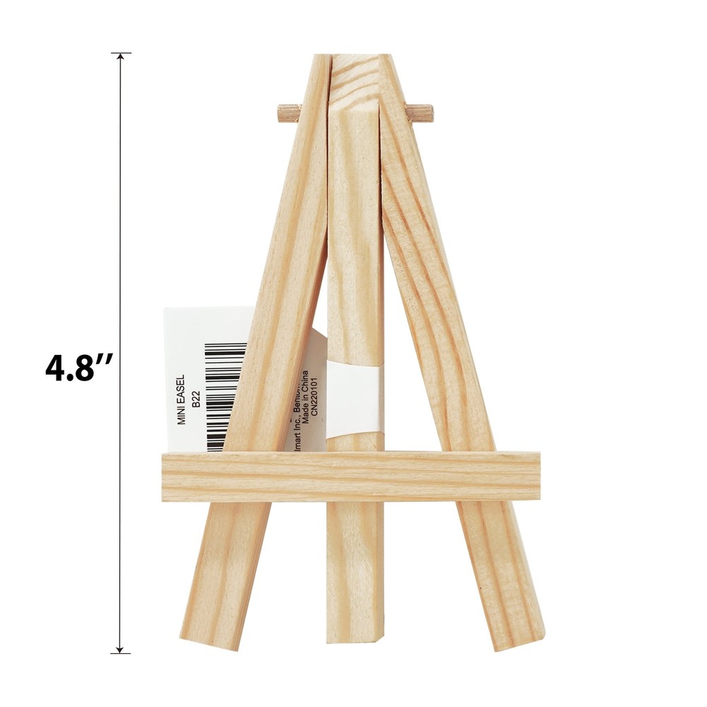 (6 pack) Mini Natural Wood Display Easel, Solid Pine Wood, 4.8", 1 Piece