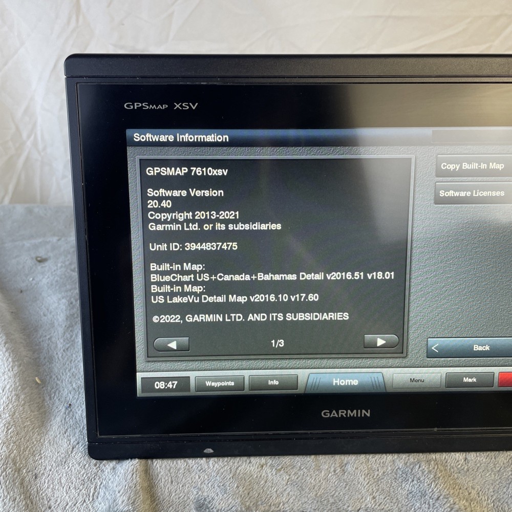 Garmin GPSMAP 7610xsv 10" Multi-Touch Chartplotter Display * Tested * W/ Cord