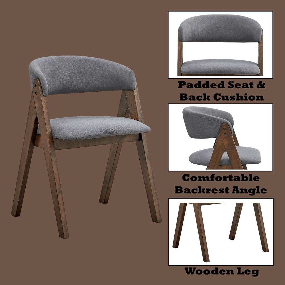 Keiki Gray Fabric & Walnut Finish Side Chair