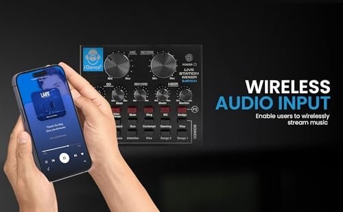 IDANCE Professional Wireless Audio Mixer, 8 Channel Bluetooth Broadcasting...