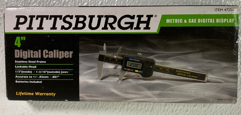 Pittsburgh 4" Digital Caliper Metric SAE Decimal Reads Digital Display Math Tool