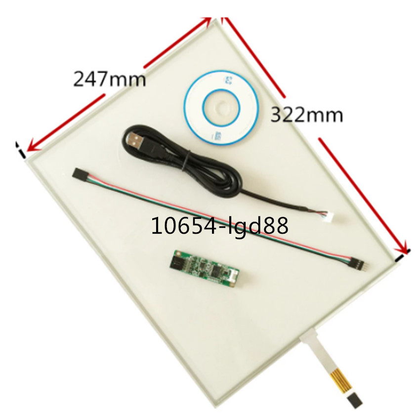 For USB Controller Kit 322mmX247mm 15" Inch 4 Wire Touch Screen Glass Panel #9