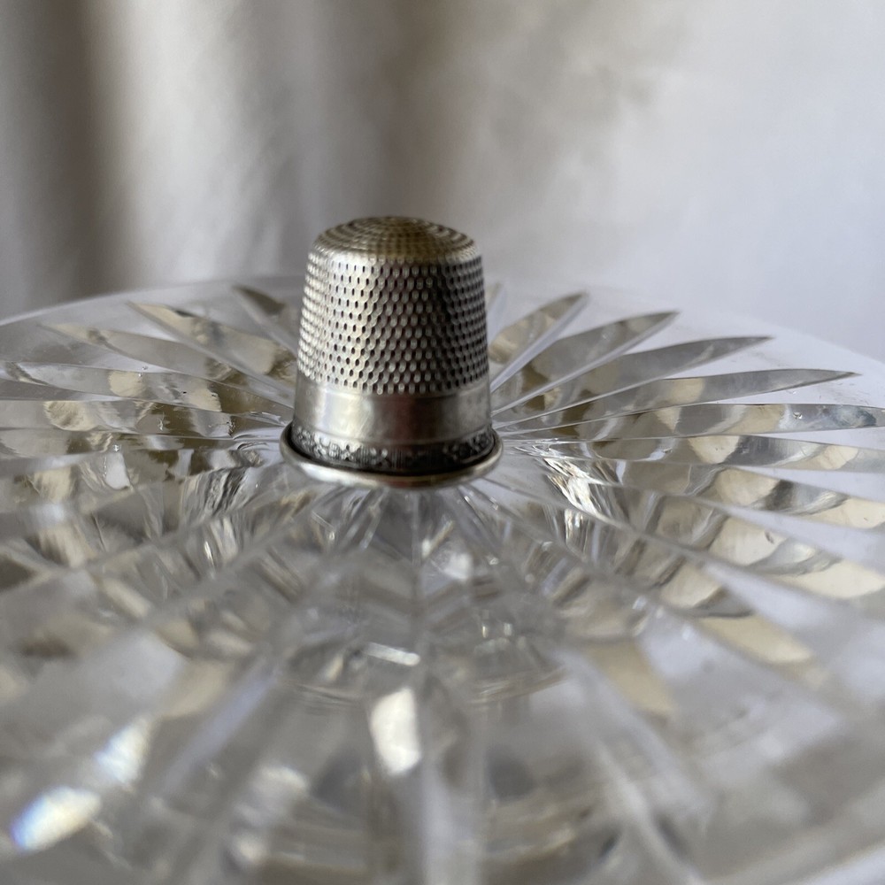 Antique Sheffield Daisy Dots Size 10 Sterling Silver Thimble 2.6 Grams