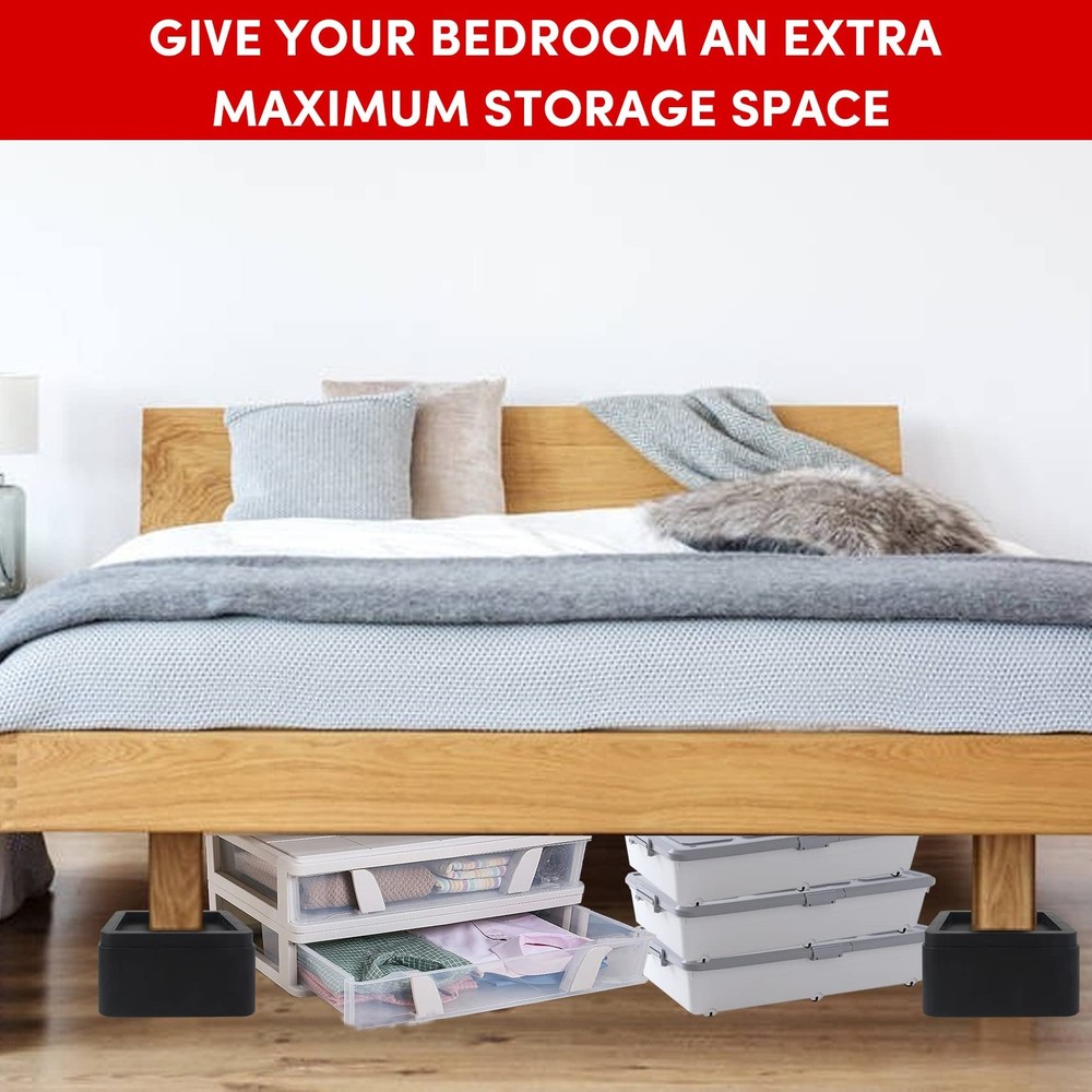 Oversized Bed Risers Heavy Duty Stackable 4 Pack, Furniture Risers for Sofas .
