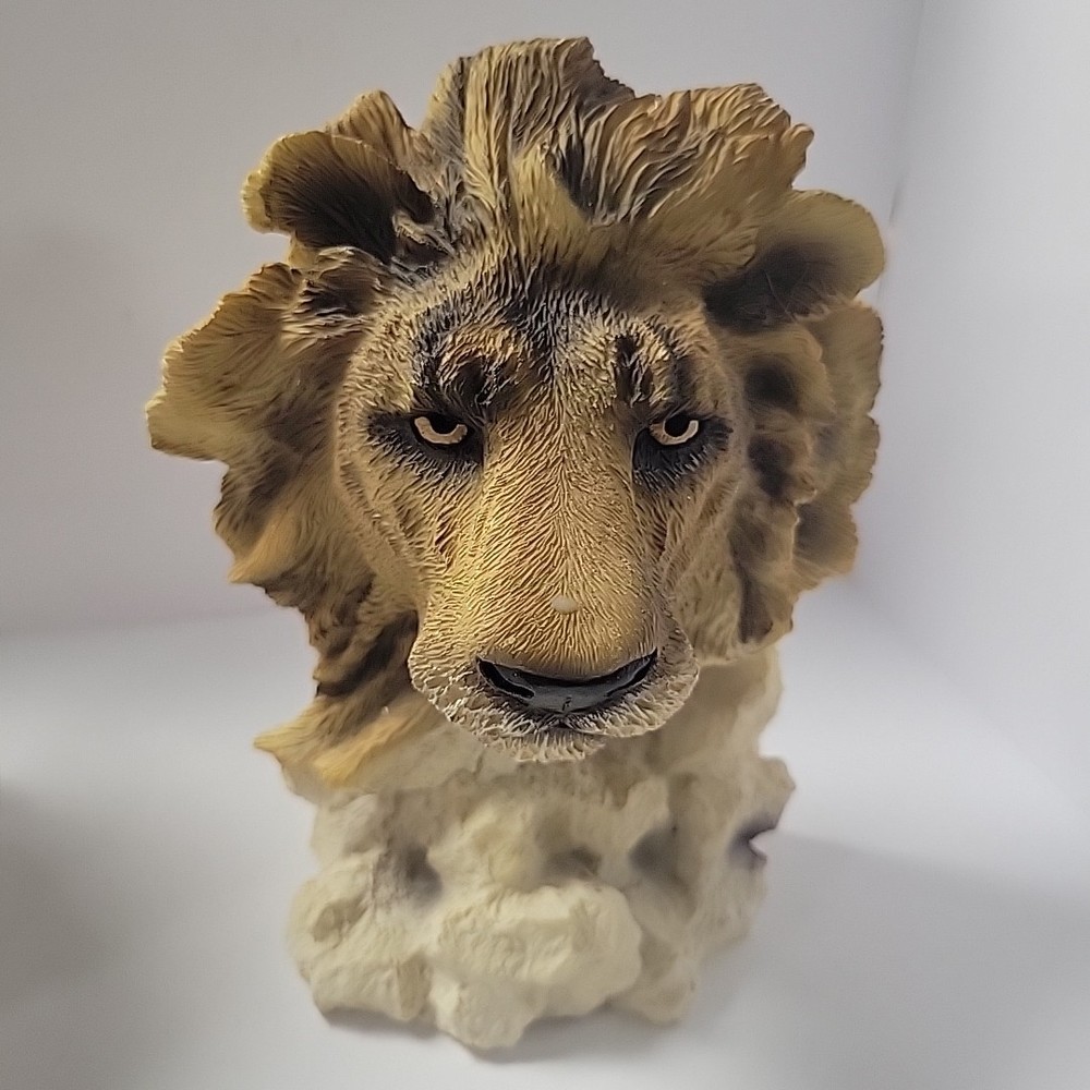 Clay Ceramic Lion Head Book Ends - 6.25" Tall