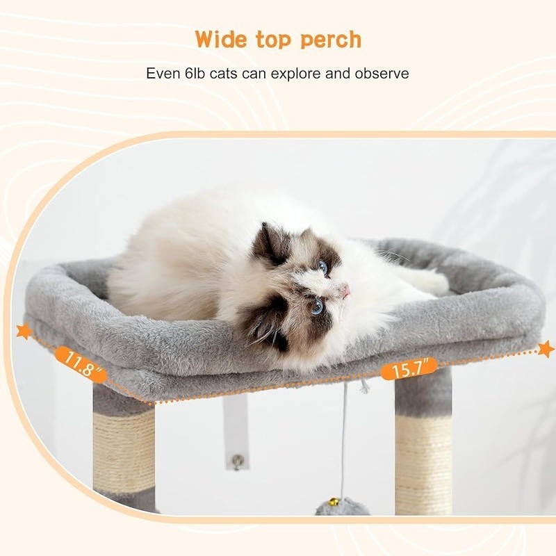Cat Tree Tower W/ Large Basket Indoor Scratching Post Condo Multi Layer Design