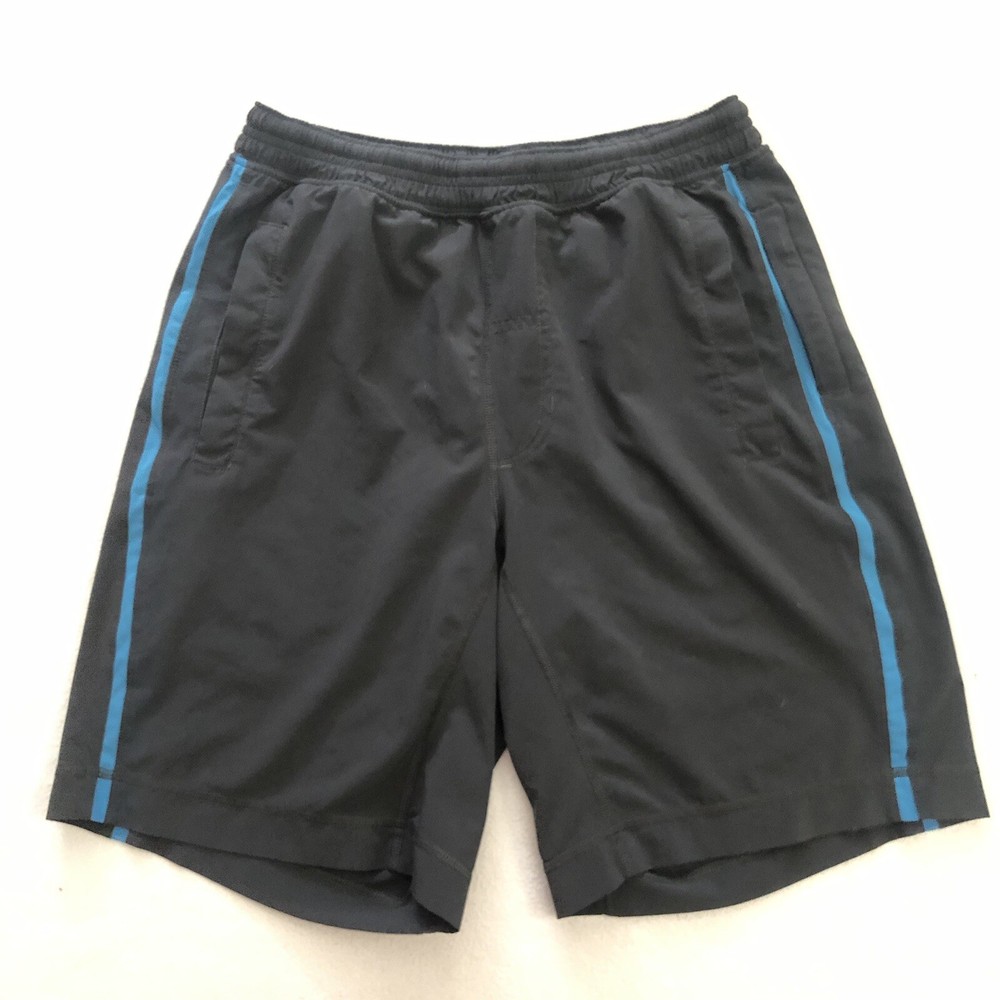 Lululemon Men Black Blue Lined Drawstring 9” Liner Pace Breaker Workout Short S