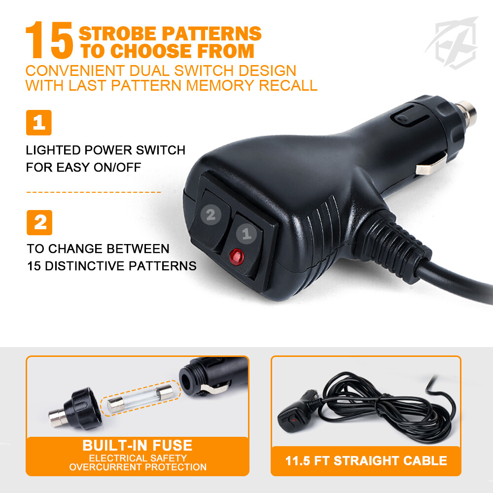 8" LED White Front Windshield Dash Deck Warning Flashing Traffic Advisor Lights