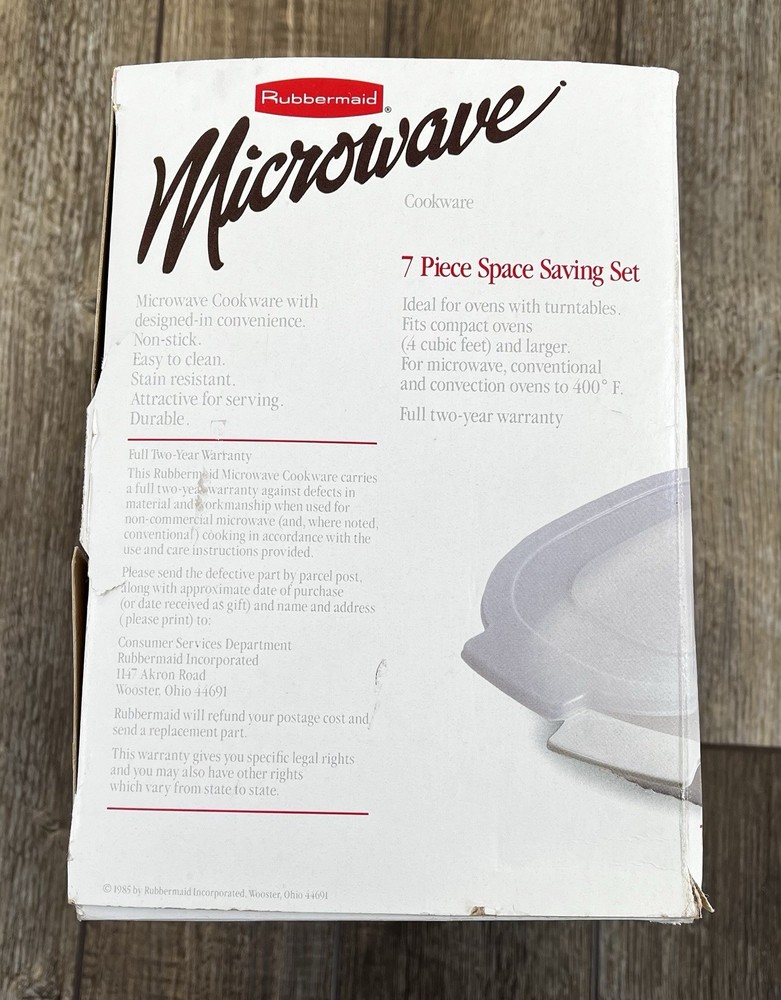 Rubbermaid Microwave Cookware 7 Piece Set White Space Saving Stackable Vintage