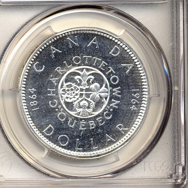 1964 PCGS PL66 CANADA CONFEDERATION NO DOT SILVER DOLLAR